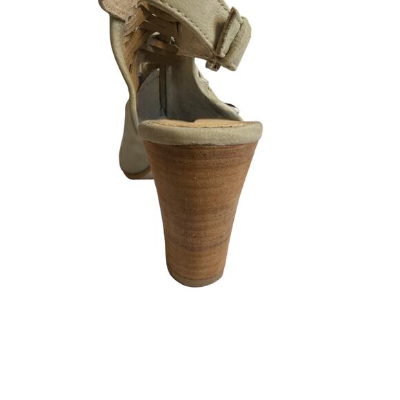 Sam Edelman Holly Leather Booties Light Greenish Beige Block Heel Ankle Size 7.5 - Picture 13 of 16